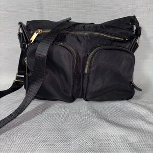 Stylish Black Nylon Crossbody Bag Packable Travel Bag